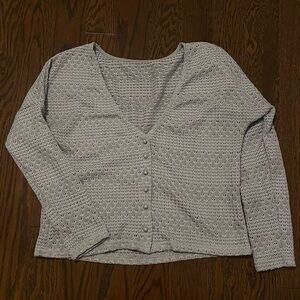 Light Blue-Gray Button-Up Knit Cardigan